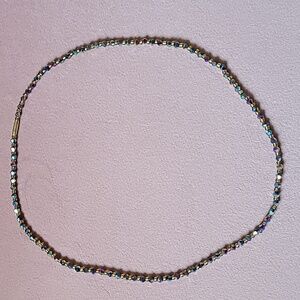 Elegant Dark Iridescent Beaded Gold Necklace